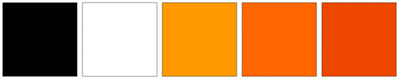 Color Ffe900 ColorCombo2762 with Hex Colors #000000 #FFFFFF #FF9900 #FF6600 #ED4700