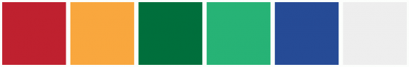 ColorCombo12775 with Hex Colors #BF212F #F9A73E #006F3C #27B376 #264B96 ...