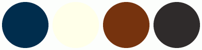 ColorCombo12795 with Hex Colors #002D4D #FFFFE9 #76330E #2F2B2B