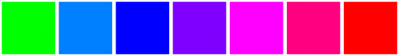 ColorCombo12813 with Hex Colors #00FF00 #0080FF #0000FF #8000FF #FF00FF ...