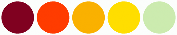 Ffde00 Color ColorCombo12861 with Hex Colors #800120 #FF3C00 #FAB100 #FFDE00 #CCEBAF