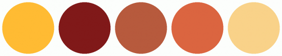 ColorCombo12862 with Hex Colors #FFBB33 #801919 #B75A3D #DB6540 #F9D289