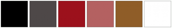 ColorCombo2820 with Hex Colors #000000 #4E4848 #9C111C #B46161 #8F5D28 ...