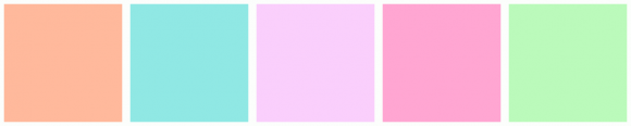 ColorCombo2846 with Hex Colors #FFB99C #90E8E4 #FACFFC #FFA6D2 #BBFABB