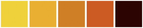 ColorCombo13103 with Hex Colors #EFD13B #E9AF32 #CF7F26 #CC5B23 #2C0402
