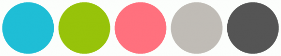 ColorCombo13176 with Hex Colors #1FBED6 #97C30A #FF717E #C0BCB6 #555555