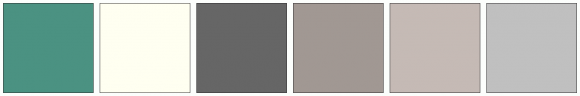 ColorCombo13270 with Hex Colors #4B9282 #FFFFF1 #666666 #A19893 #C5BAB5 ...