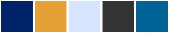 162955 Color ColorCombo16195 with Hex Colors #002469 #E4A237 #D6E4FF #333333 #006295