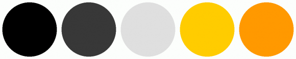 ColorCombo13759 with Hex Colors #000000 #383838 #DFDFDF #FFCC00 #FF9900