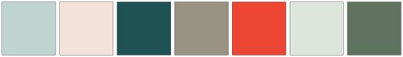 ColorCombo13853 with Hex Colors #C0D4CF #F3E2D9 #1E5255 #999384 #EC4534 ...