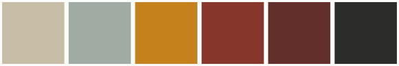 Color 32566 ColorCombo17566 with Hex Colors #C8BEA8 #9FABA3 #C4811C #87362B #632F2B ...