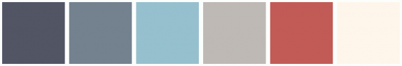 ColorCombo14148 with Hex Colors #525564 #74828F #96C0CE #BEB9B5 #C25B56 ...