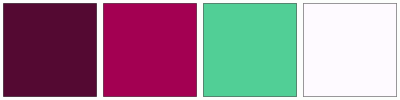 ColorCombo3059 with Hex Colors #540932 #A30052 #51CF96 #FEFAFF
