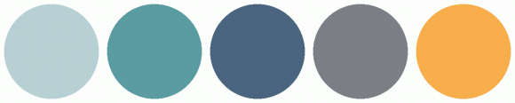 ColorCombo14419 with Hex Colors #B7D0D4 #5A9CA1 #4B6580 #7C7F85 #F7AE4B