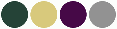 ColorCombo14526 with Hex Colors #254337 #D8C97C #460947 #929292