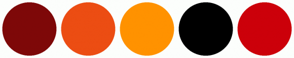 001382 Color ColorCombo14532 with Hex Colors #7E0808 #EC4D13 #FF9200 #000000 #CC000A
