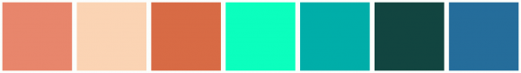 ColorCombo14745 with Hex Colors #E8866C #FBD4B4 #D86B45 #0BFFBE #00AEA9 ...