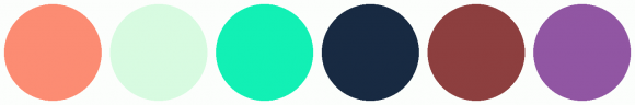 ColorCombo15182 with Hex Colors #FC8C73 #D8FBE1 #12F0B5 #182A42 #8D3F3F ...