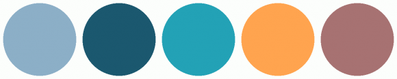 ColorCombo15928 with Hex Colors #8CAFC7 #1B586F #23A2B6 #FFA44F #A77272