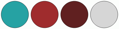 ColorCombo16239 with Hex Colors #26A2A3 #9F2C2D #602020 #D6D6D6