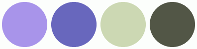 ColorCombo16743 with Hex Colors #A894EA #6867BD #CCD8B3 #525646
