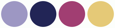 ColorCombo17221 with Hex Colors #9D97C3 #222556 #A13E72 #E5C977