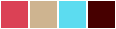 ColorCombo17363 with Hex Colors #DB4155 #CEB490 #5CDCF0 #470000