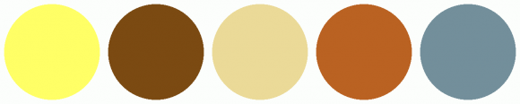 ColorCombo3716 with Hex Colors #FFFF66 #7B4A12 #EBDA98 #BA6222 #738F9B