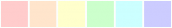ColorCombo3753 with Hex Colors #FFCCCC #FFE5CC #FFFFCC #CCFFCC #CCFFFF ...