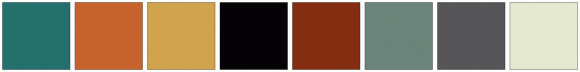 ColorCombo614 with Hex Colors #24706C #C7632E #D1A34D #050205 #852D10 ...