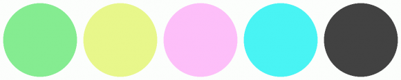 ColorCombo7840 with Hex Colors #85EC91 #E8F78B #FDBFF9 #49F4F4 #424242