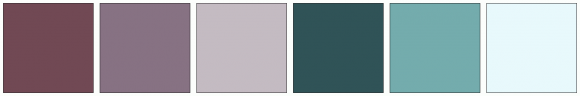 ColorCombo4259 with Hex Colors #714954 #877283 #C4BBC2 #305357 #74ACAD ...