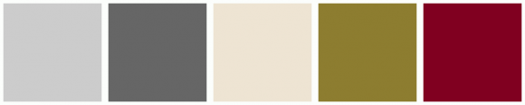Cccccm Color Code ColorCombo15313 with Hex Colors #CCCCCC #666666 #EEE4D3 #8D7D30 #800020