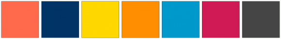 ColorCombo15491 with Hex Colors #FF6A4D #003366 #FFD800 #FF8F00 #0099CC ...
