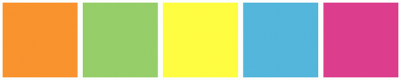 ColorCombo5250 with Hex Colors #F9932E #96CE69 #FFFD41 #54B6DB #DC3E8D