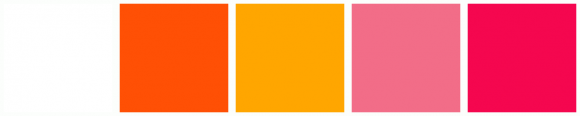 ColorCombo5617 with Hex Colors #FFFFFF #FF5005 #FFA600 #F26D88 #F5074F