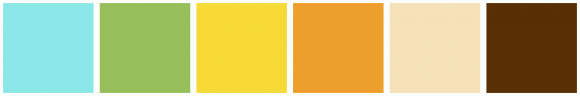 ColorCombo5704 with Hex Colors #8BE8E8 #97BF5A #F7DA36 #ED9F2B #F5E2B8 ...