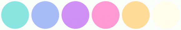 ColorCombo15825 with Hex Colors #8AE5E1 #A8BCF7 #D091F6 #FF9AD4 #FFDC98 ...