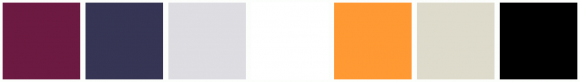 ColorCombo16040 with Hex Colors #6D1A42 #363554 #DDDDE2 #FFFFFF #FF9933 ...