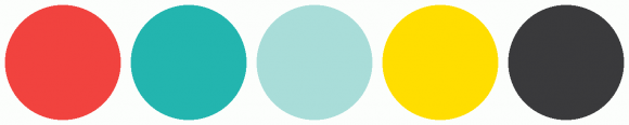 Ffde00 Color ColorCombo5816 with Hex Colors #F1433F #23B5AF #A9DDD9 #FFDE00 #3A3A3C