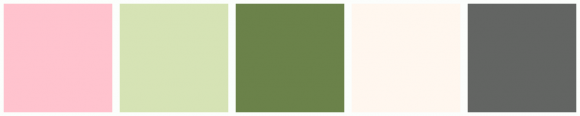 ColorCombo16263 with Hex Colors #FFC3CE #D6E3B5 #6B824A #FFF7EF #636563