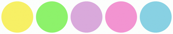 ColorCombo5841 with Hex Colors #F7F065 #8DF26B #D9A9DB #F294D1 #88D1E3