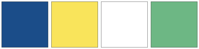 ColorCombo16459 with Hex Colors #1B4D89 #F9E45B #FFFFFF #6DB784