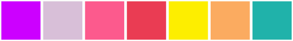 ColorCombo17111 with Hex Colors #CC00FF #D8BFD8 #FC5A8D #EA3C53 #FDEE00 ...