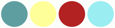 ColorCombo17362 with Hex Colors #5F9EA0 #FFFF99 #B22222 #9AEDF0
