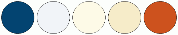 1765u Color ColorCombo17645 with Hex Colors #034471 #F1F4F8 #FDFAE7 #F6ECC9 #CD521E