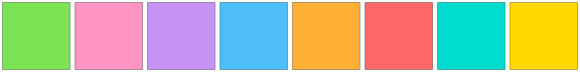 Color Code Ge705798 ColorCombo17798 with Hex Colors #7CE355 #FF93C4 #C493F4 #4DBEF7 #FFAF33 ...