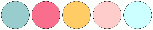 ColorCombo17890 with Hex Colors #99CCCC #F96E8C #FFCC66 #FFCCCC #CCFFFF