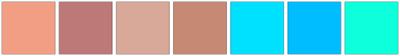 ColorCombo17973 with Hex Colors #F29E85 #BD7878 #D8A899 #C68A74 #00E1FF ...