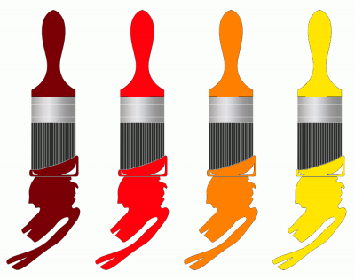 ColorCombo6043 with Hex Colors #7A0006 #FF000D #FF8000 #FFE500